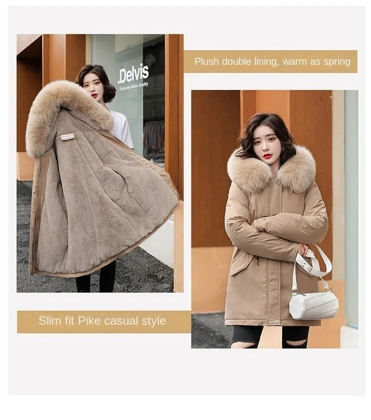 Fashion Girl- Parka Impermeável com forro de lã para neve