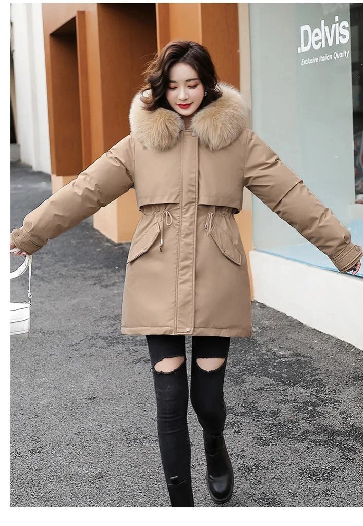 Fashion Girl- Parka Impermeável com forro de lã para neve